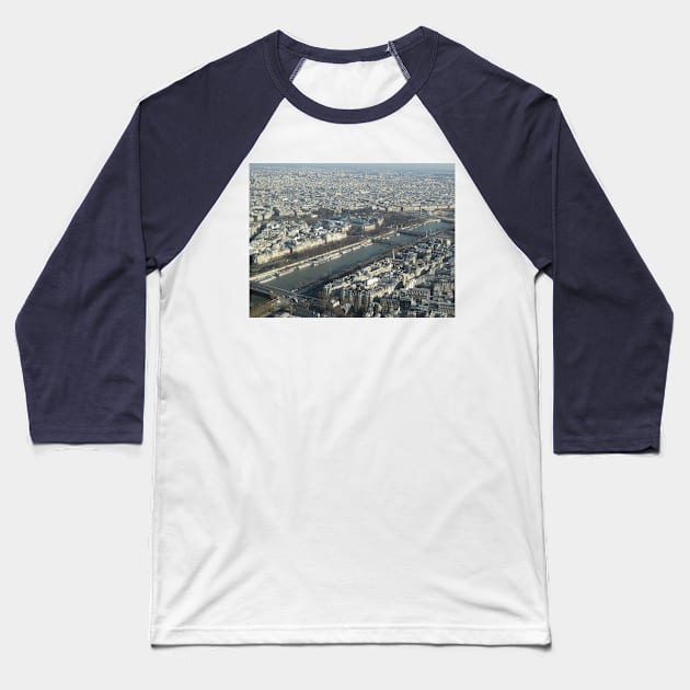 Paris City View from Eiffel Tower Baseball T-Shirt by BlackBeret